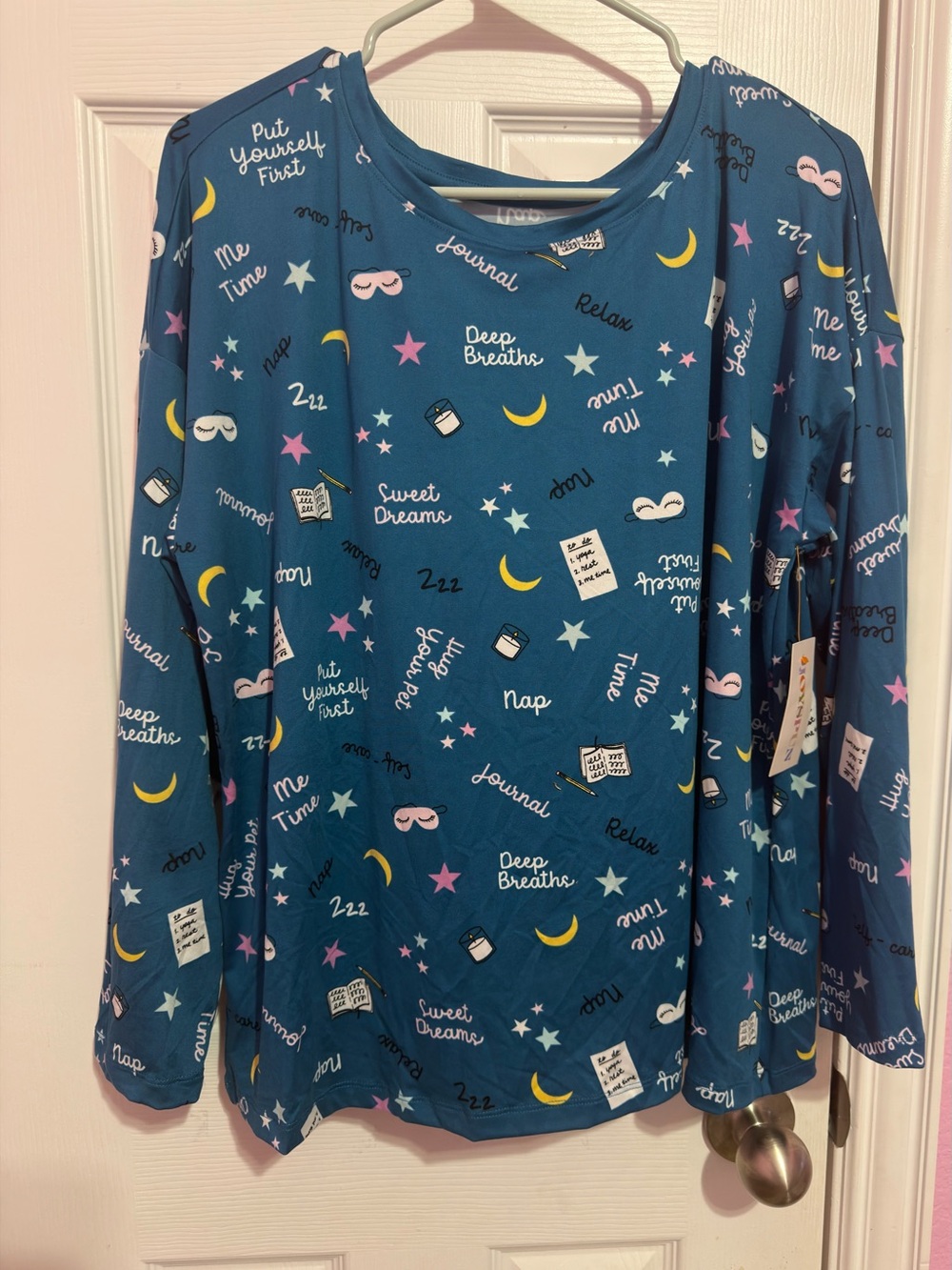 Joyspun Women’s Self-Care Print Sleep Top – Size Large (12–14) – NWT